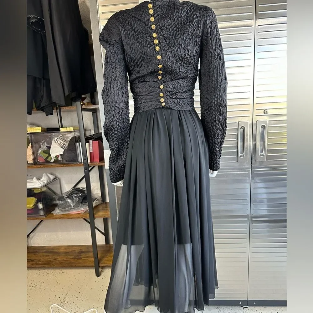 Chanel Vintage Silk Chiffon Camilla Pleated Maxi Evening Gown